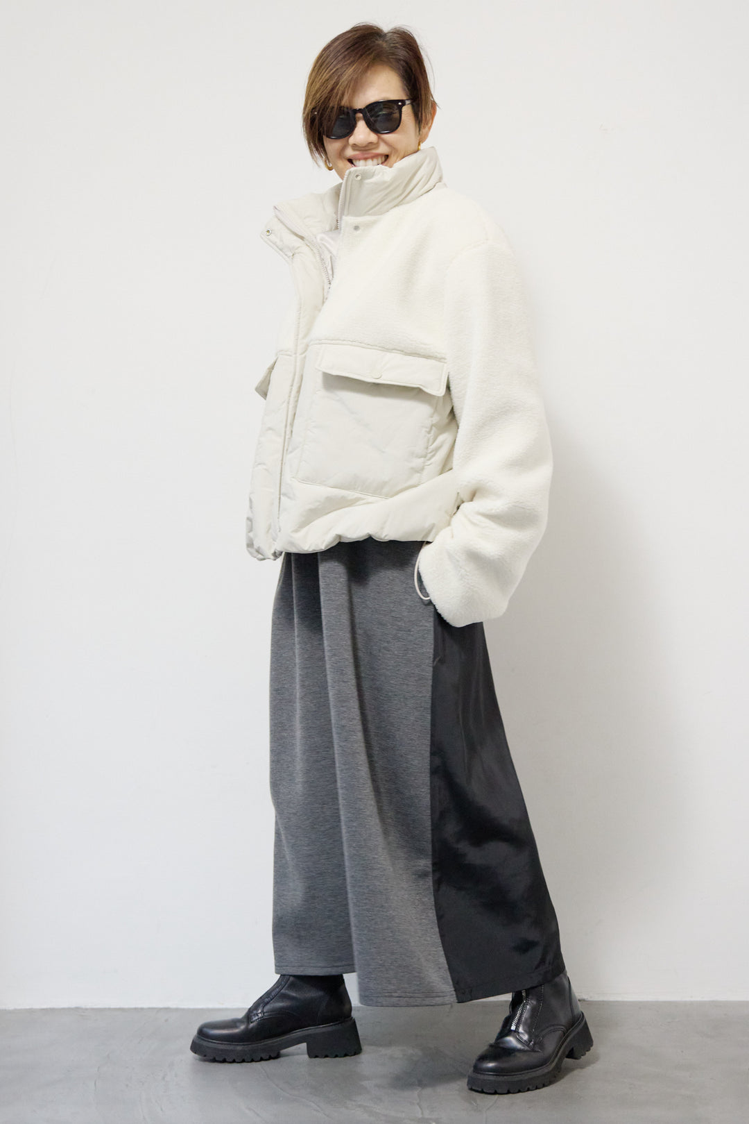 ボア×中綿スタンドカラーブルゾン