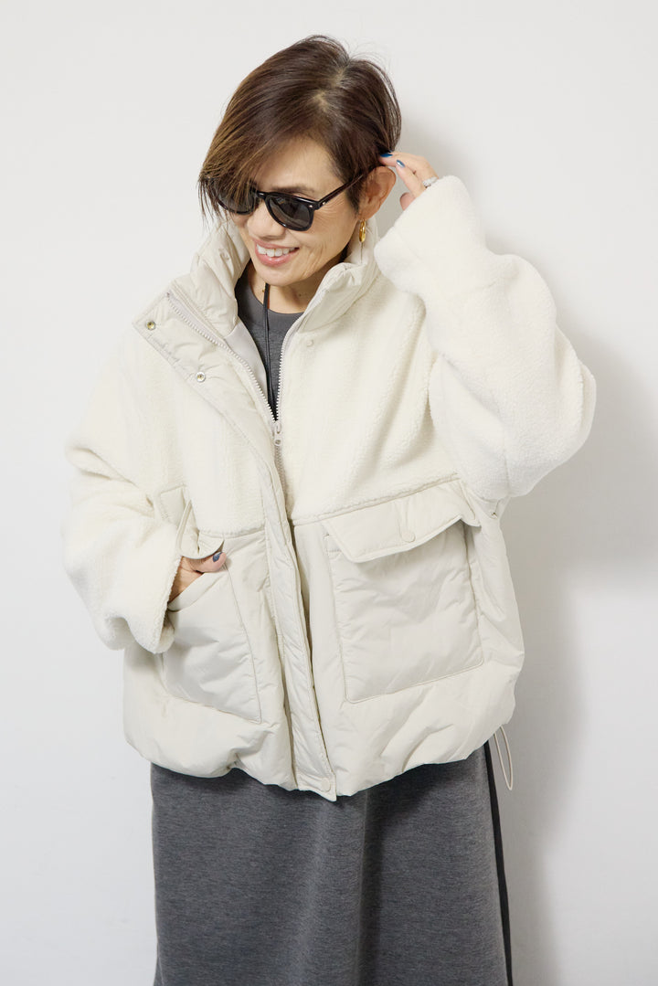 ボア×中綿スタンドカラーブルゾン