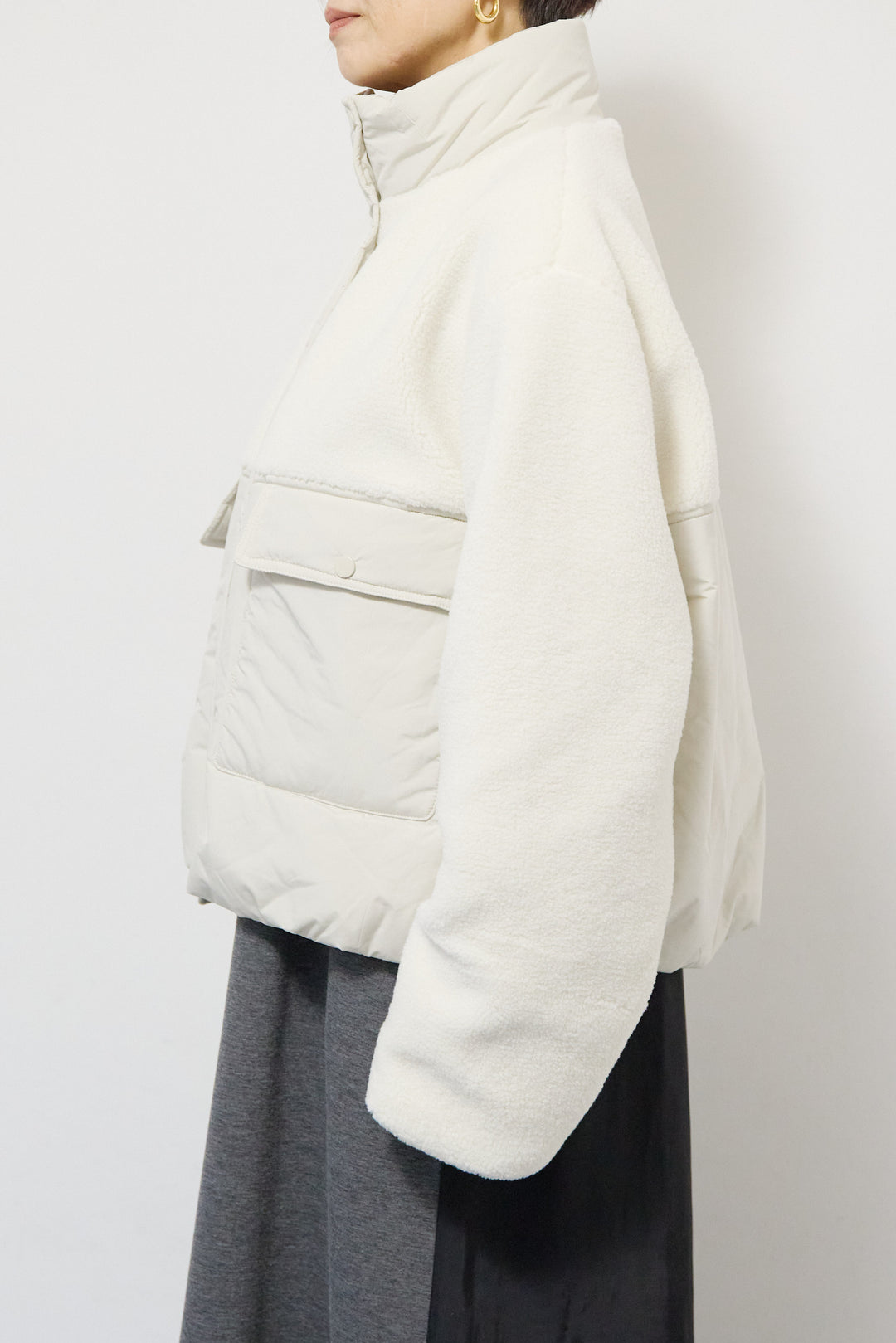 ボア×中綿スタンドカラーブルゾン