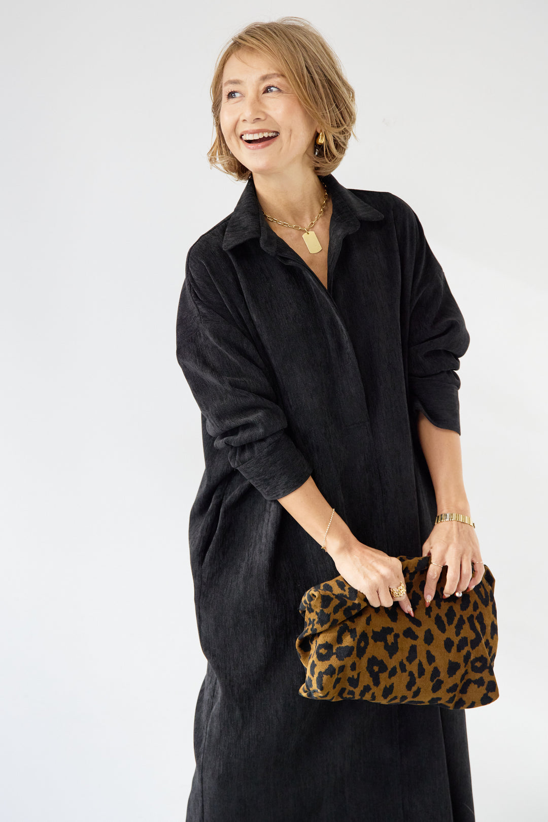 ツイルライクシャツワンピース