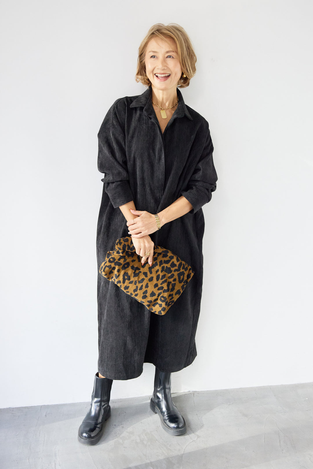 ツイルライクシャツワンピース