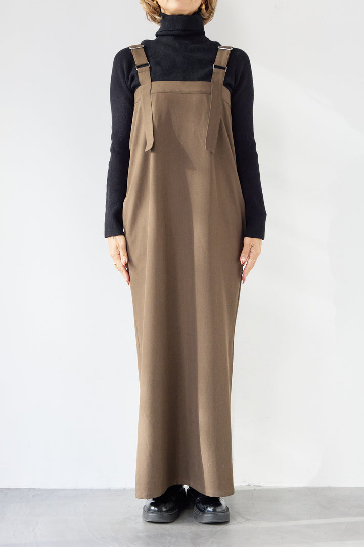 [SET]ホールガーメントタートルリブニット+ベルトストラップジャンスカ(2set)