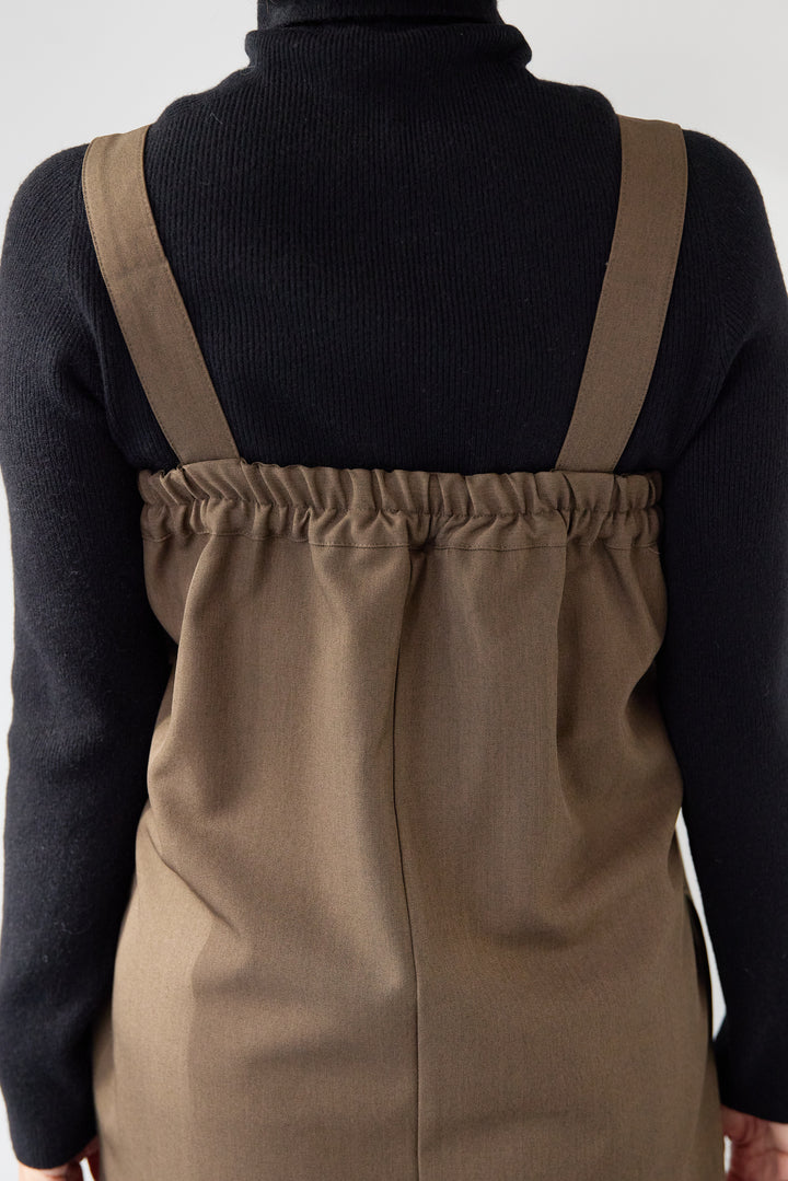 [SET]ホールガーメントタートルリブニット+ベルトストラップジャンスカ(2set)