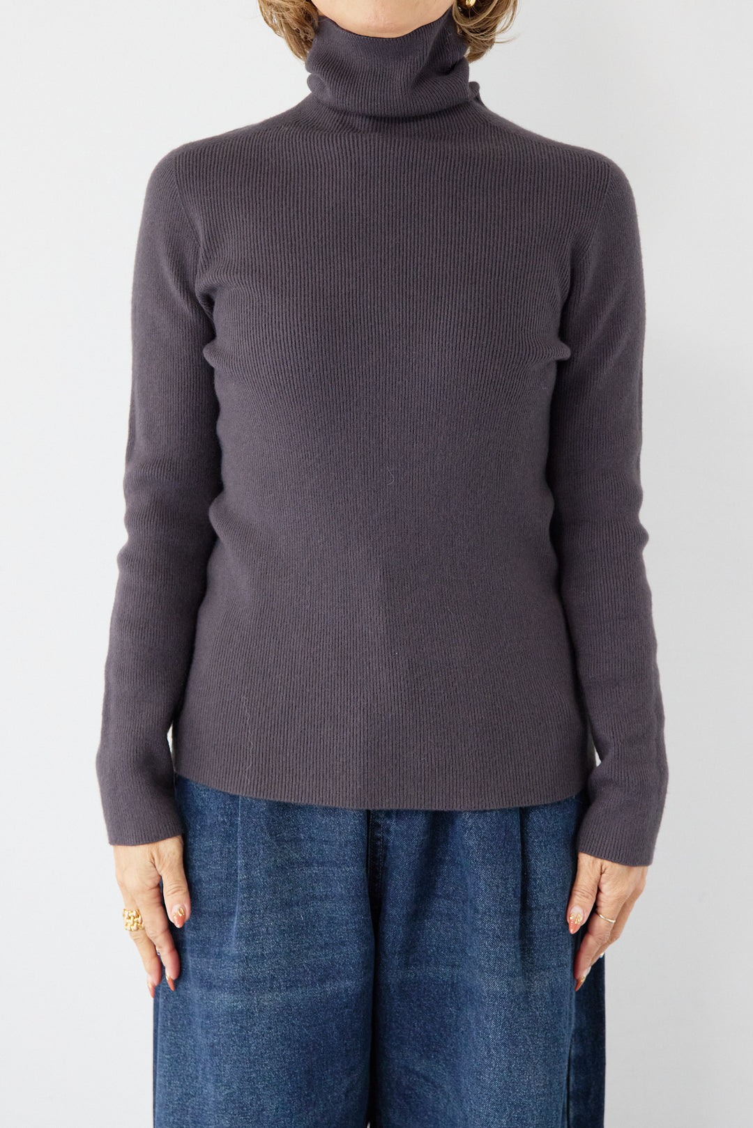 [SET]ホールガーメントタートルリブニット+ベルトストラップジャンスカ(2set)