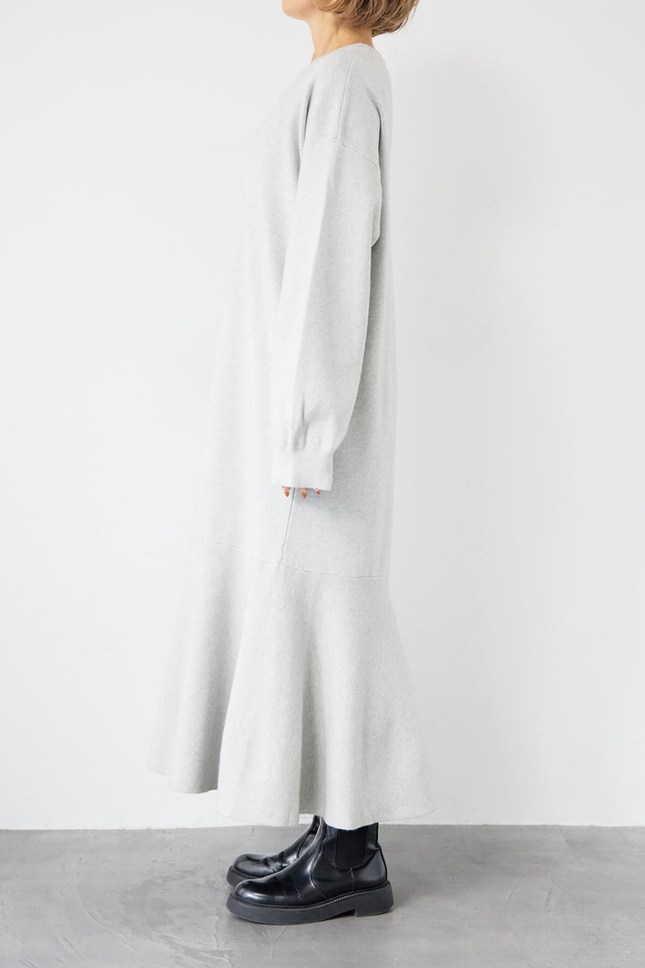 [SET]フレアヘムニットワンピース+スタンドカラー中綿ショートブルゾン(2set)