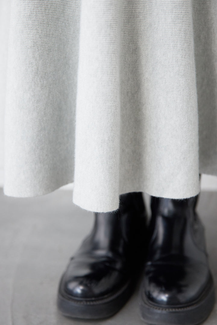 [SET]フレアヘムニットワンピース+スタンドカラー中綿ショートブルゾン(2set)