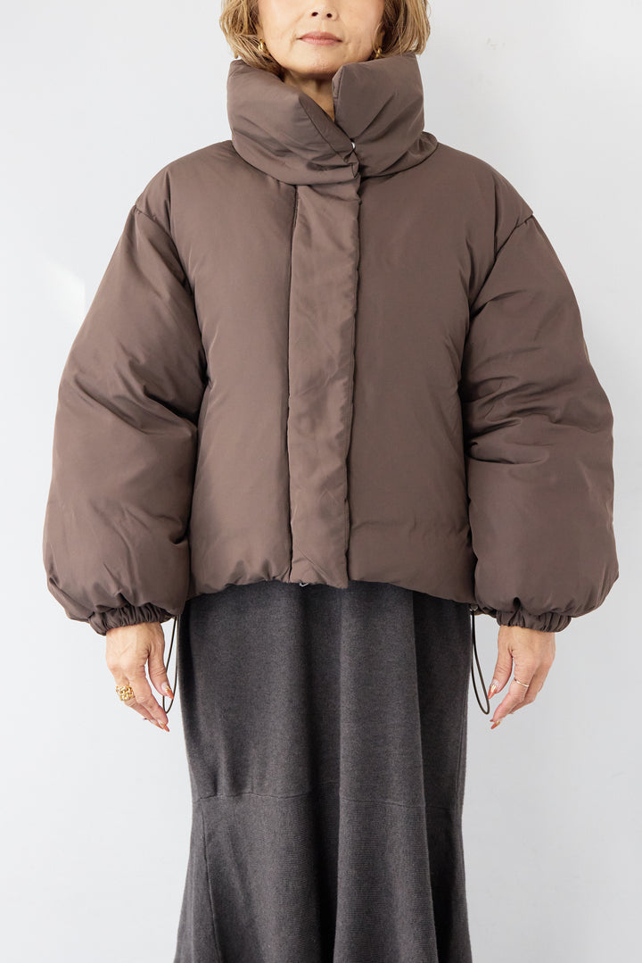 [SET]フレアヘムニットワンピース+スタンドカラー中綿ショートブルゾン(2set)