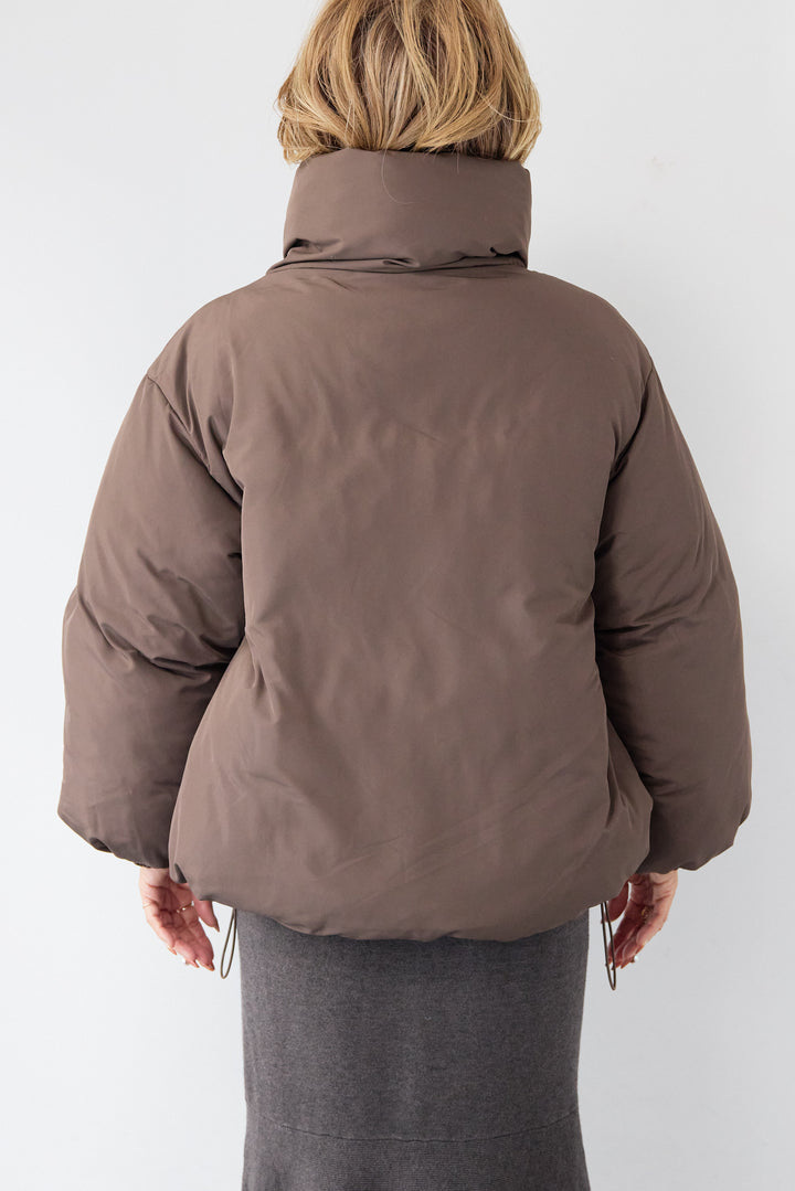 [SET]フレアヘムニットワンピース+スタンドカラー中綿ショートブルゾン(2set)