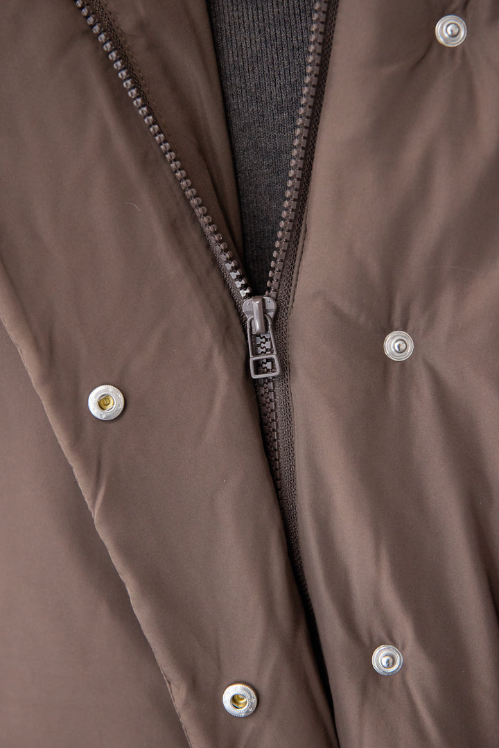 [SET]フレアヘムニットワンピース+スタンドカラー中綿ショートブルゾン(2set)