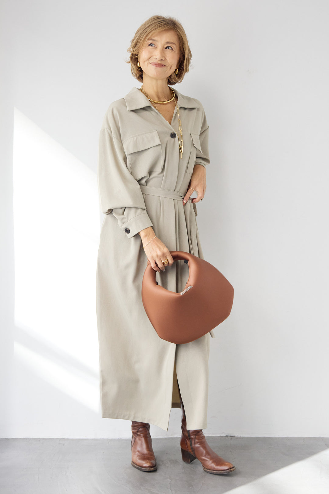 ダブルポケットシャツワンピース