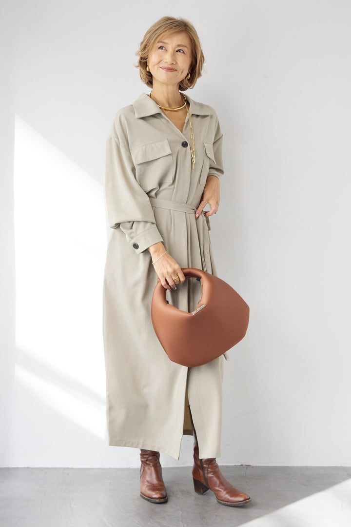 ダブルポケットシャツワンピース