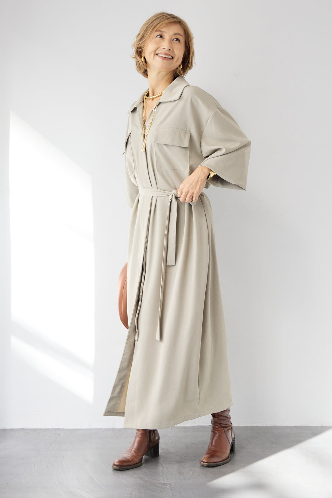 ダブルポケットシャツワンピース