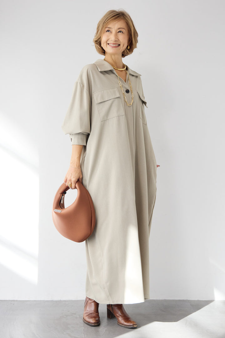 ダブルポケットシャツワンピース