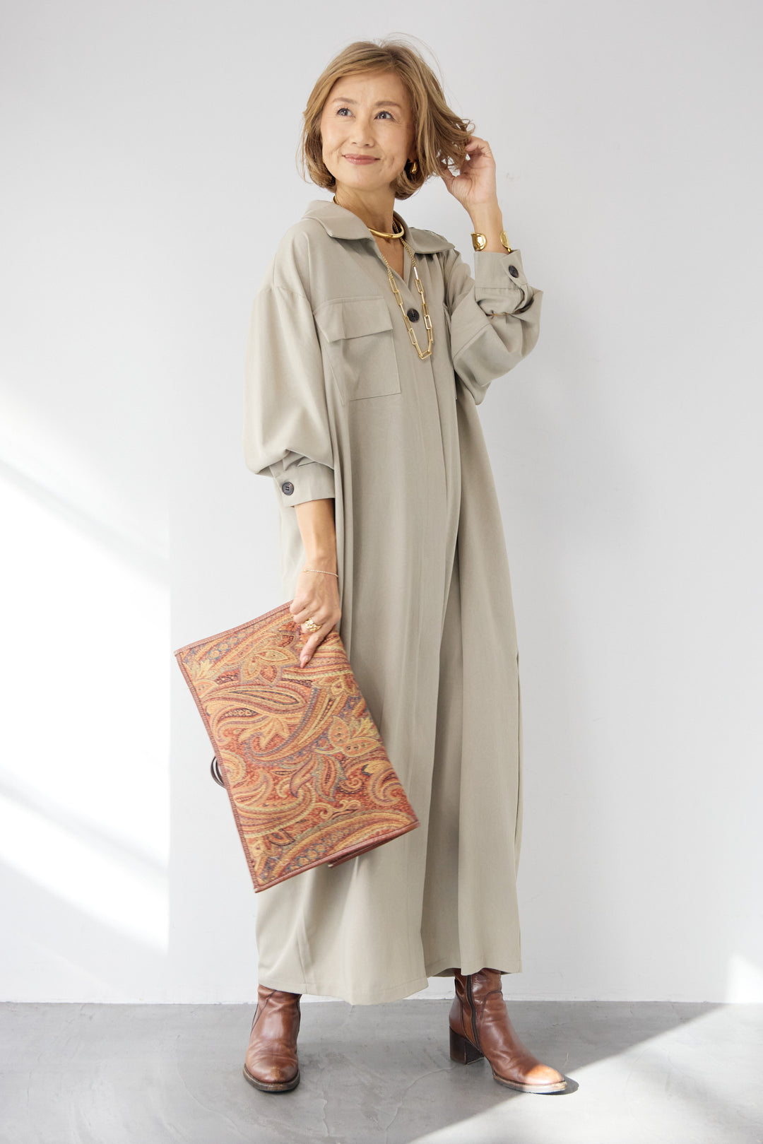 ダブルポケットシャツワンピース