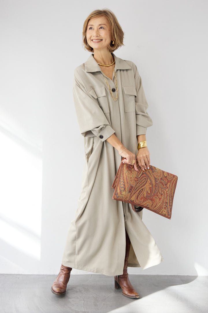 ダブルポケットシャツワンピース