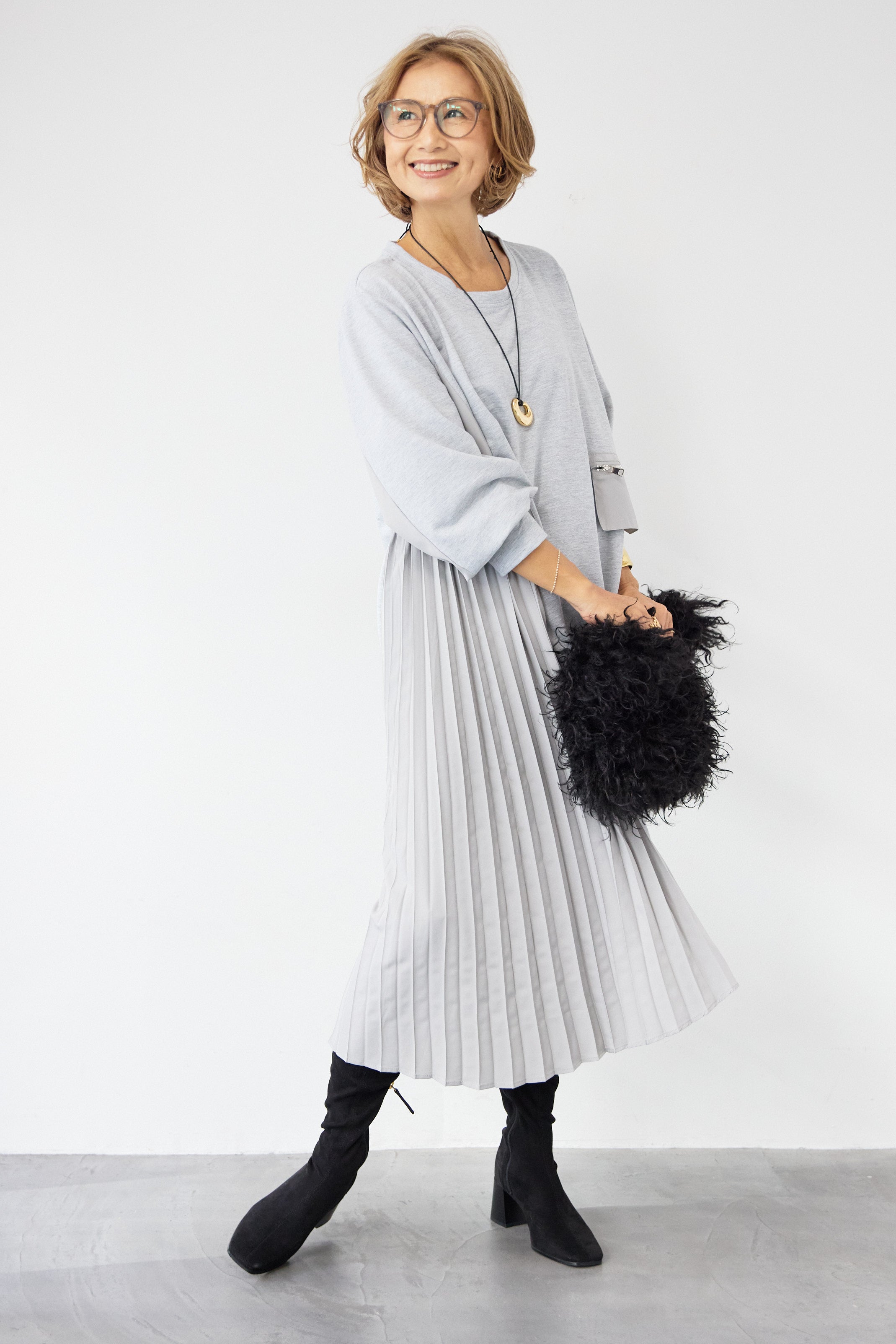 ジップポケット異素材ドッキングワンピース – plusotoha