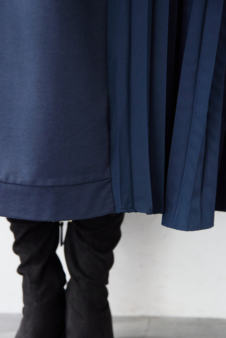 ジップポケット異素材ドッキングワンピース