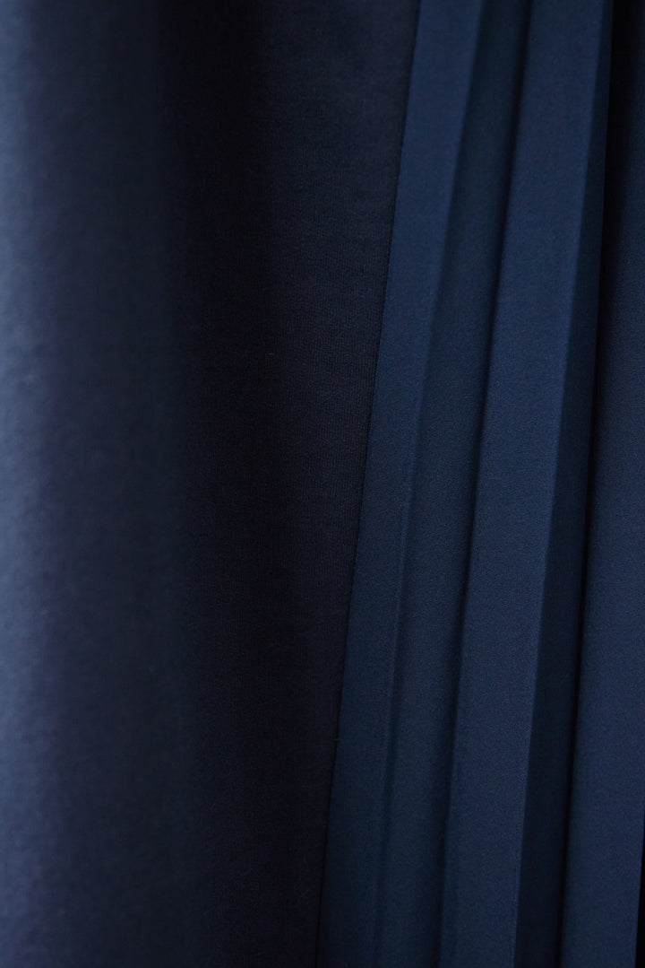 ジップポケット異素材ドッキングワンピース