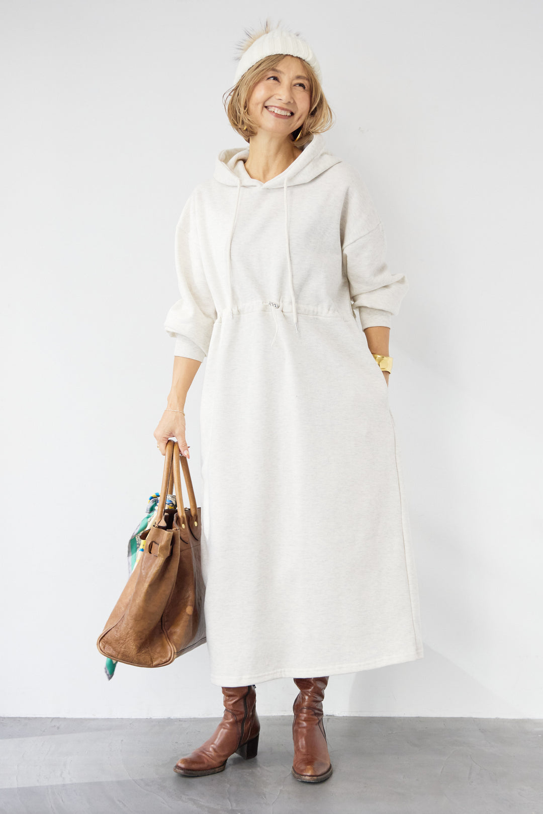 裏起毛ドロストロングフーディーワンピース