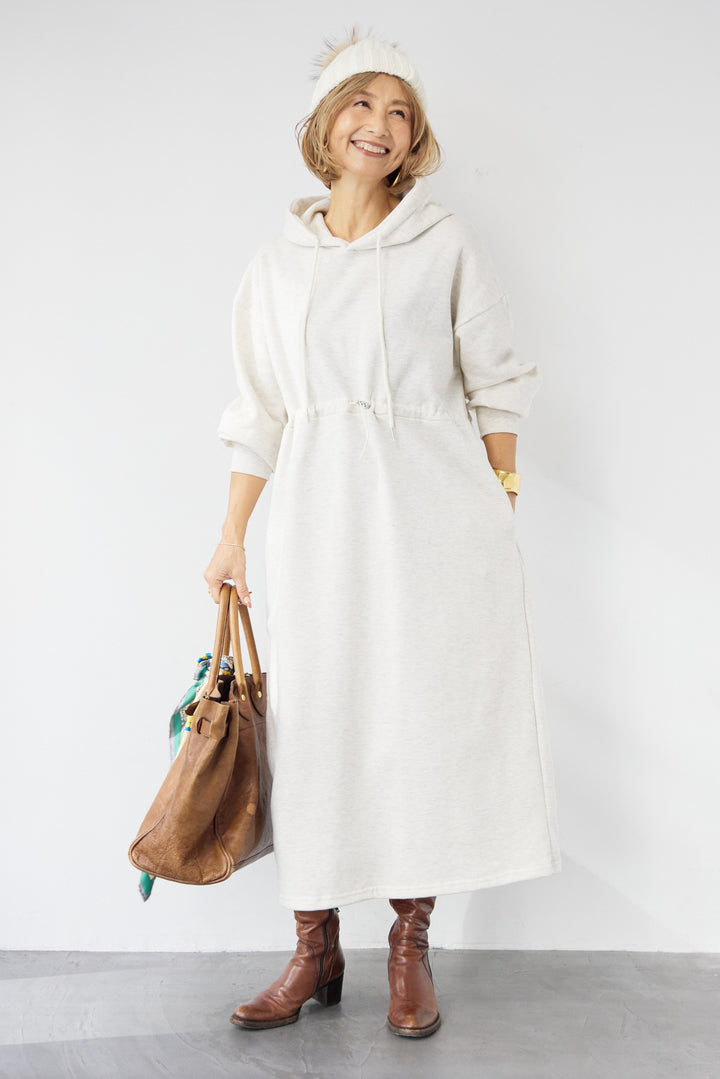 裏起毛ドロストロングフーディーワンピース