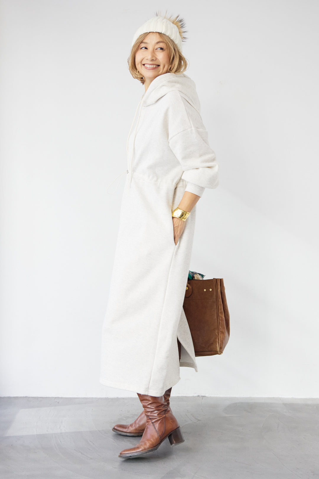 裏起毛ドロストロングフーディーワンピース