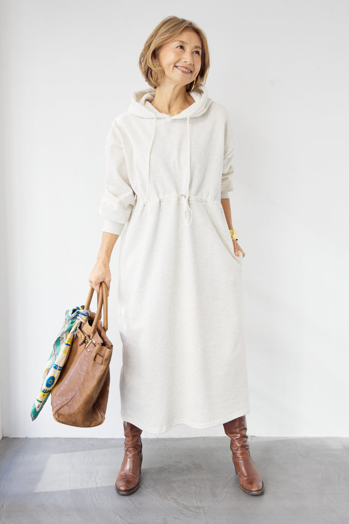 裏起毛ドロストロングフーディーワンピース