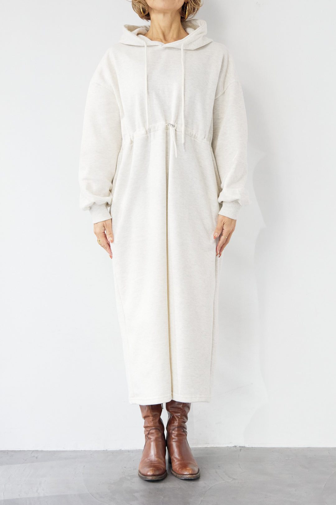 裏起毛ドロストロングフーディーワンピース