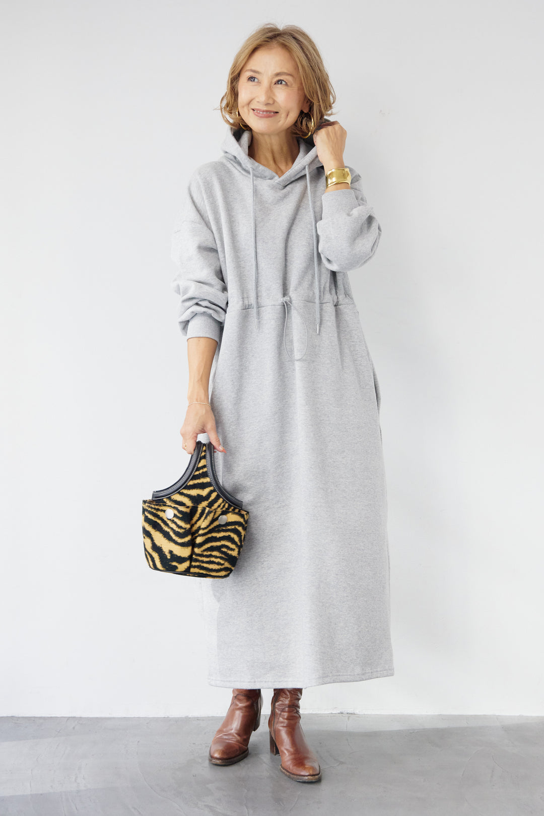 裏起毛ドロストロングフーディーワンピース