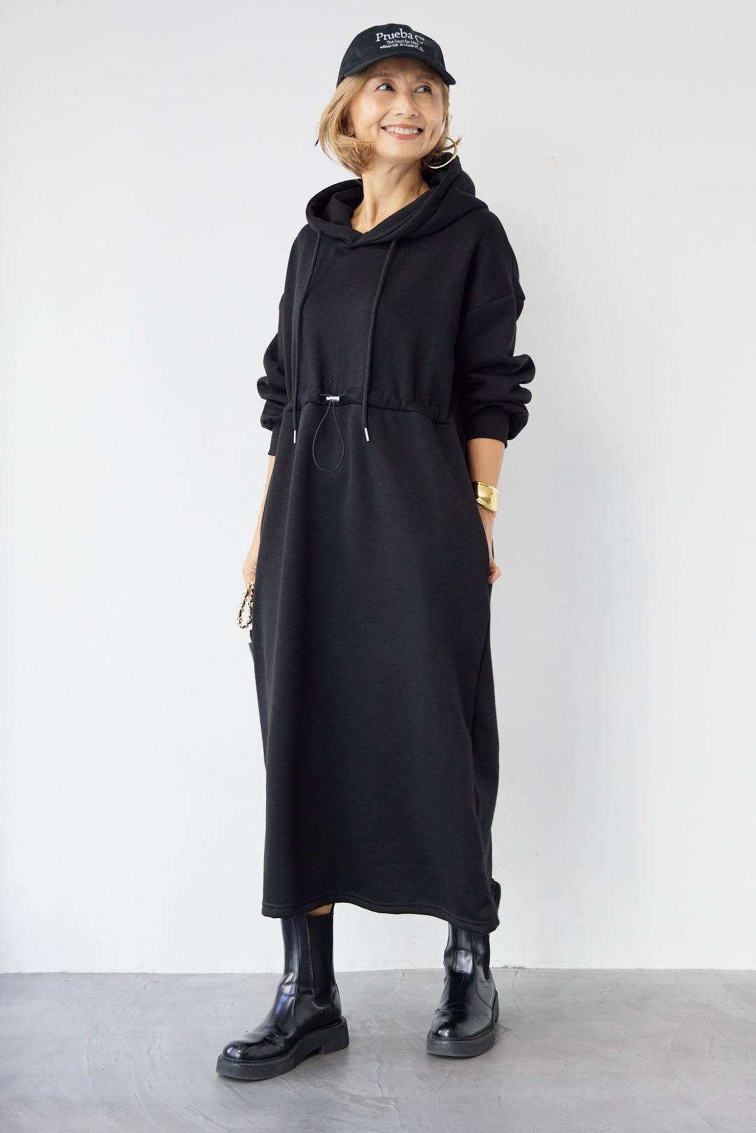 裏起毛ドロストロングフーディーワンピース