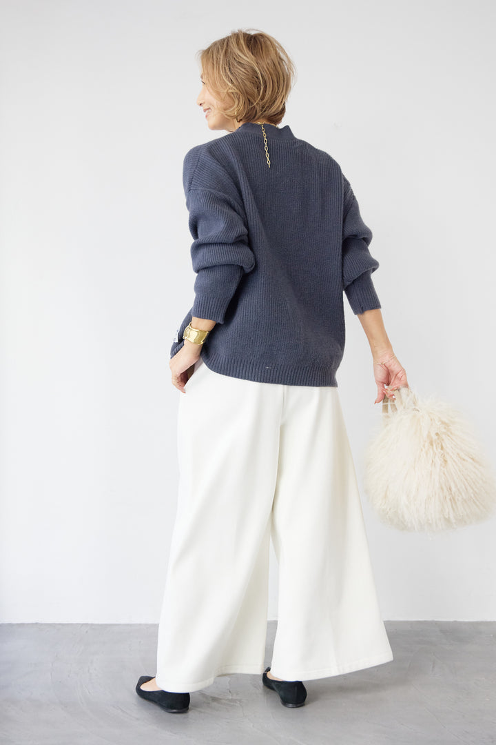 [SET]デニムポケットジップカーディガン+ダブルタック ワイドパンツ(2set)