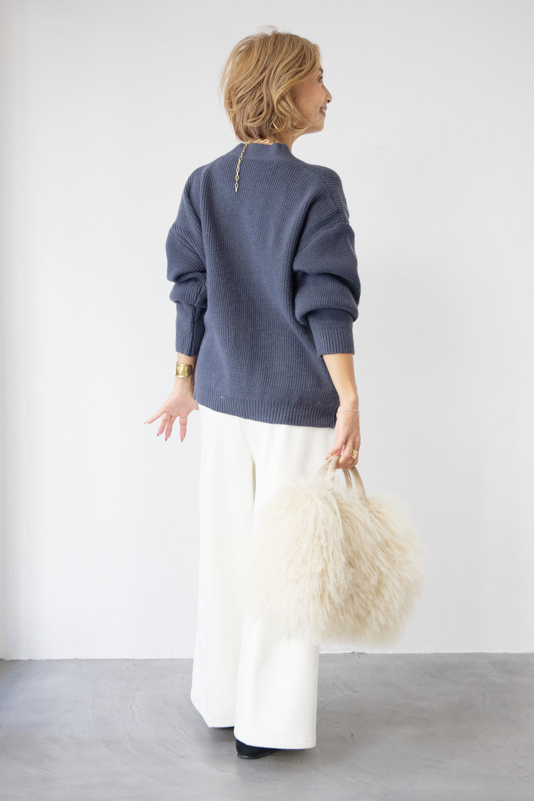 [SET]デニムポケットジップカーディガン+ダブルタック ワイドパンツ(2set)