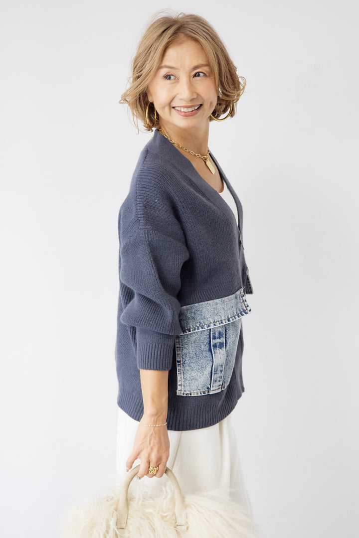 デニムポケットジップカーディガン