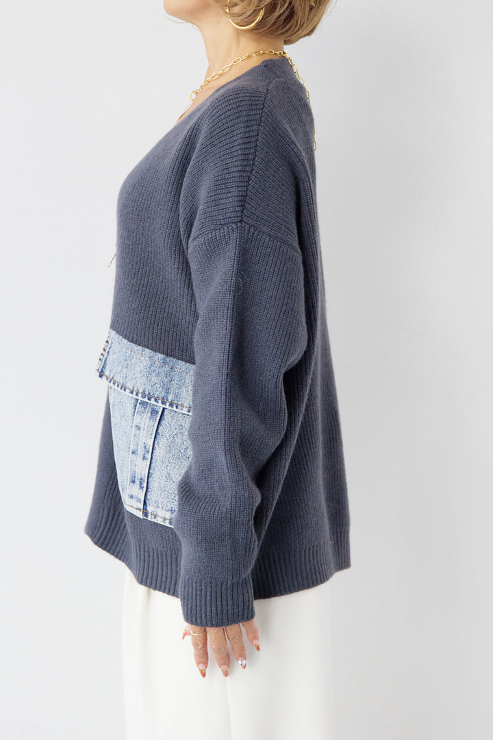 デニムポケットジップカーディガン
