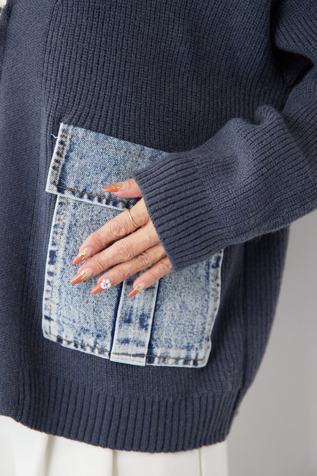 デニムポケットジップカーディガン