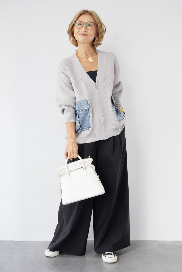 デニムポケットジップカーディガン