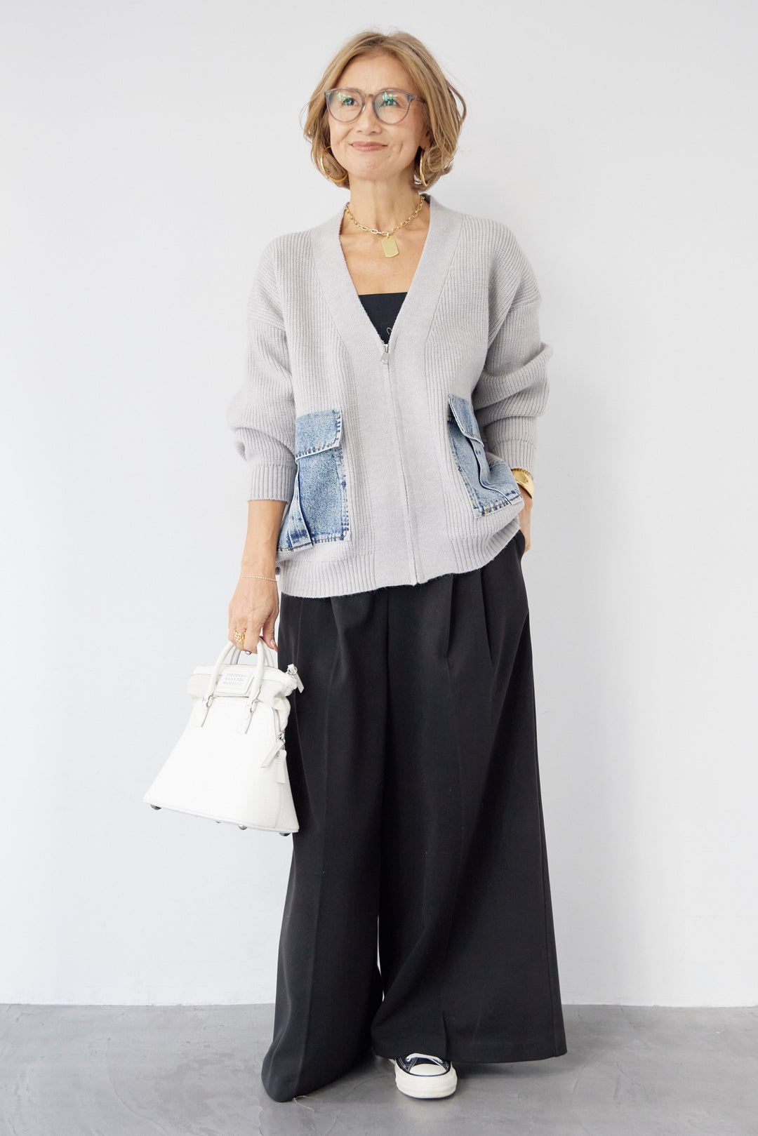 デニムポケットジップカーディガン