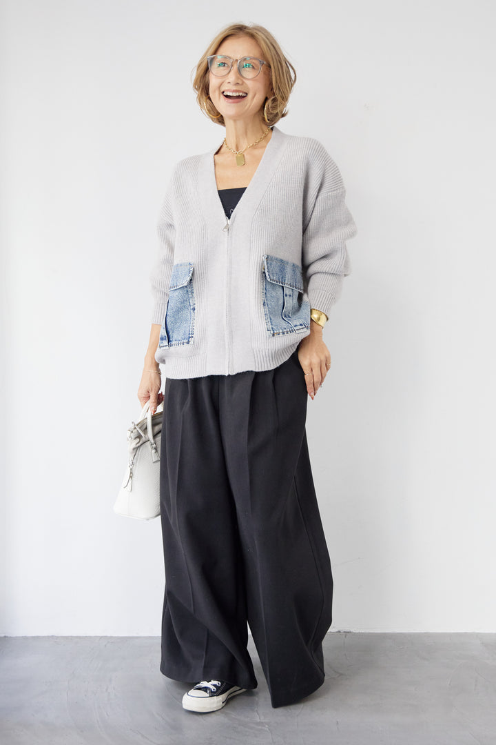 デニムポケットジップカーディガン