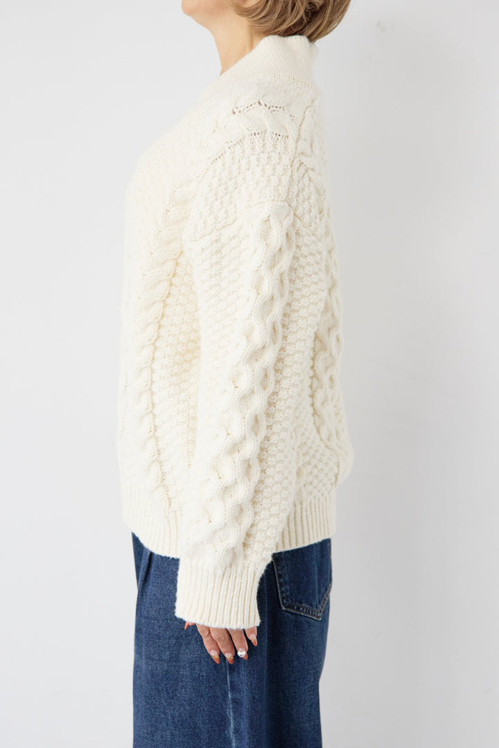 [SET]Vネックケーブルニット+カーブデニムパンツ(2set)