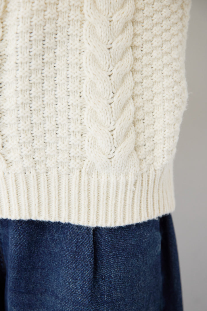 [SET]Vネックケーブルニット+カーブデニムパンツ(2set)