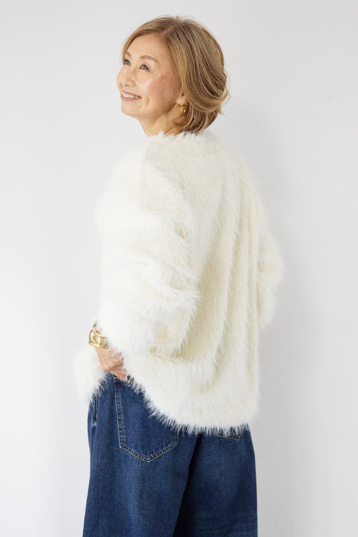 [SET]エアリーシャギーカーディガン+カーブデニムパンツ(2set)