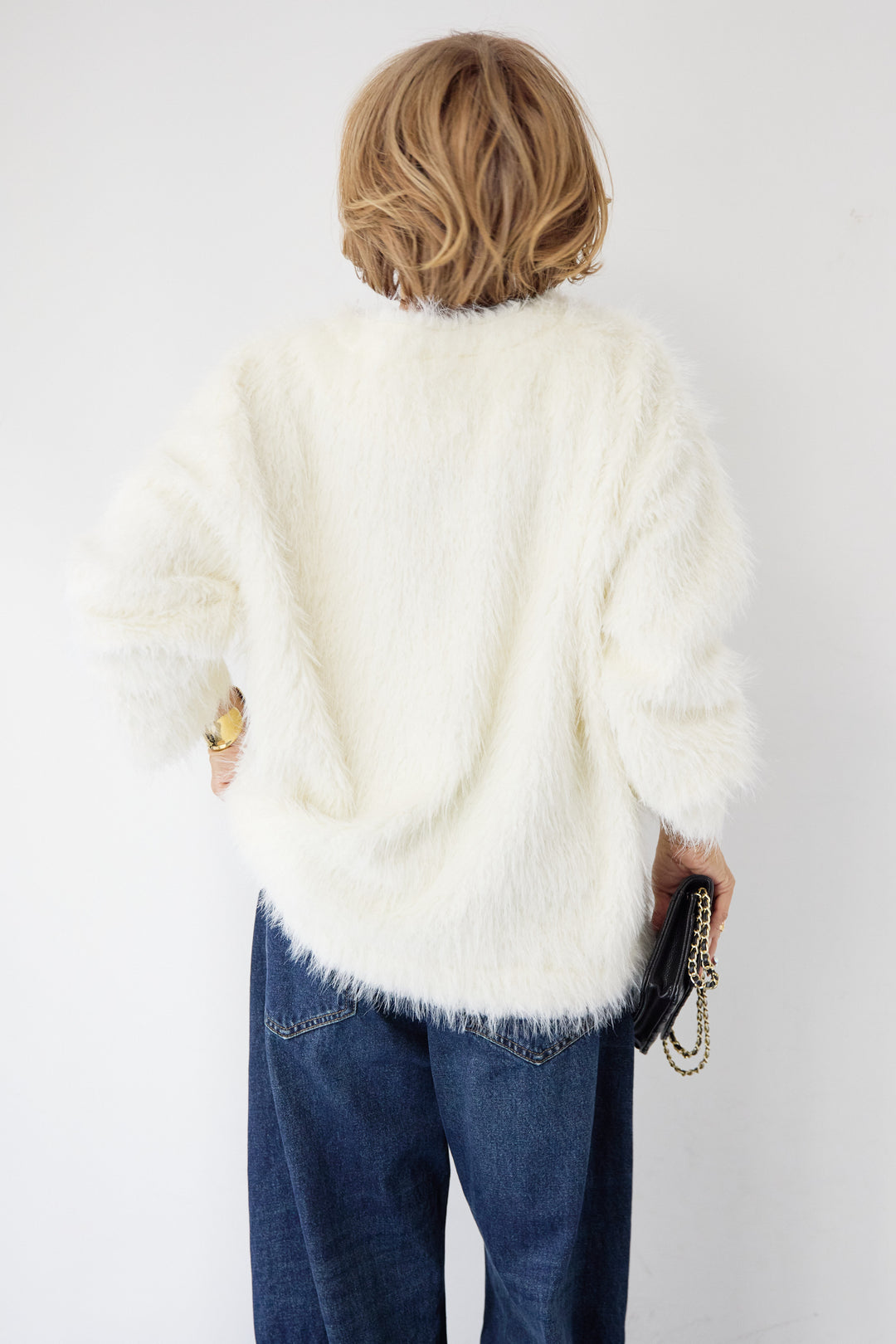 [SET]エアリーシャギーカーディガン+カーブデニムパンツ(2set)