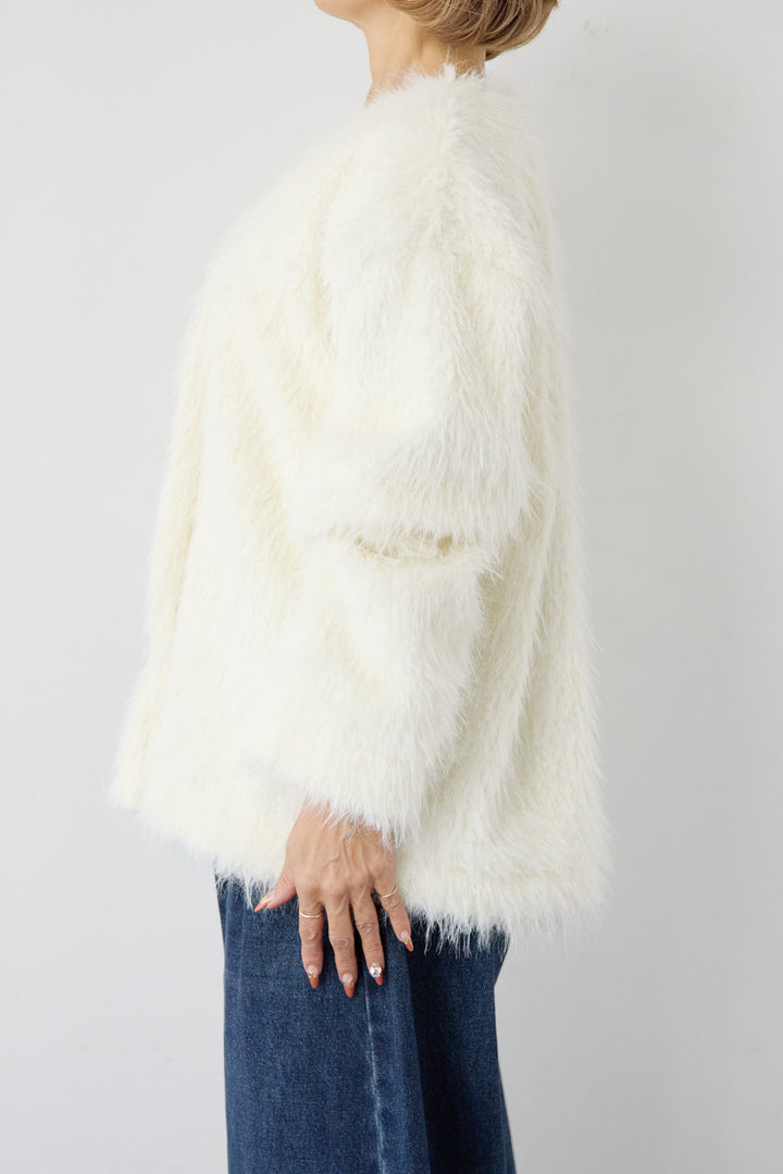 [SET]エアリーシャギーカーディガン+カーブデニムパンツ(2set)