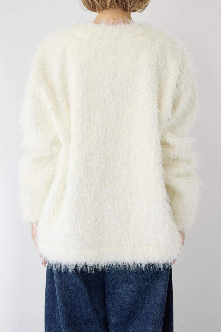 [SET]エアリーシャギーカーディガン+カーブデニムパンツ(2set)