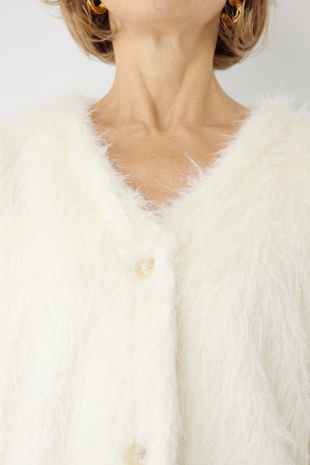 [SET]エアリーシャギーカーディガン+カーブデニムパンツ(2set)