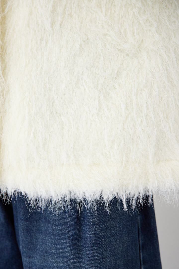 [SET]エアリーシャギーカーディガン+カーブデニムパンツ(2set)