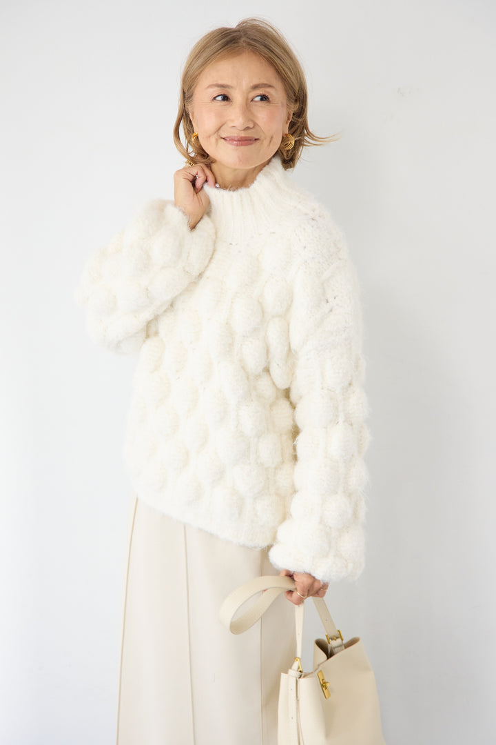 [SET]ポコポコニットプルオーバー+ダンボール ピンタックロングスカート(2set)