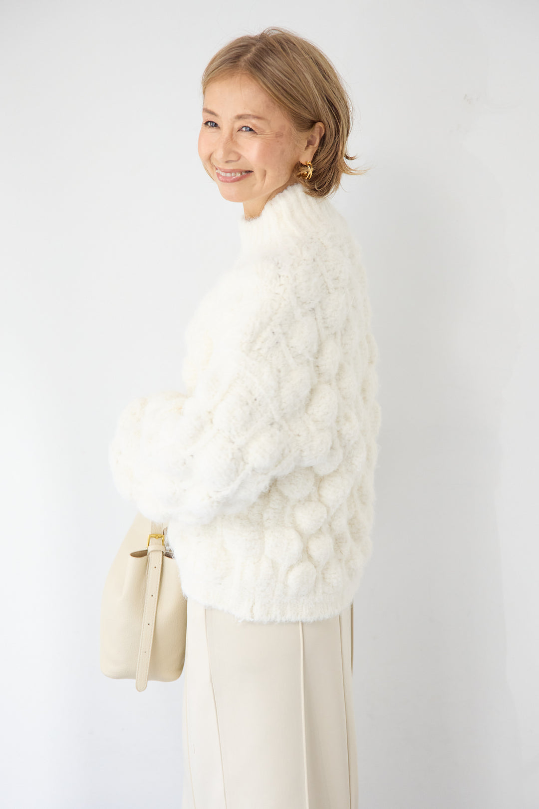 [SET]ポコポコニットプルオーバー+ダンボール ピンタックロングスカート(2set)