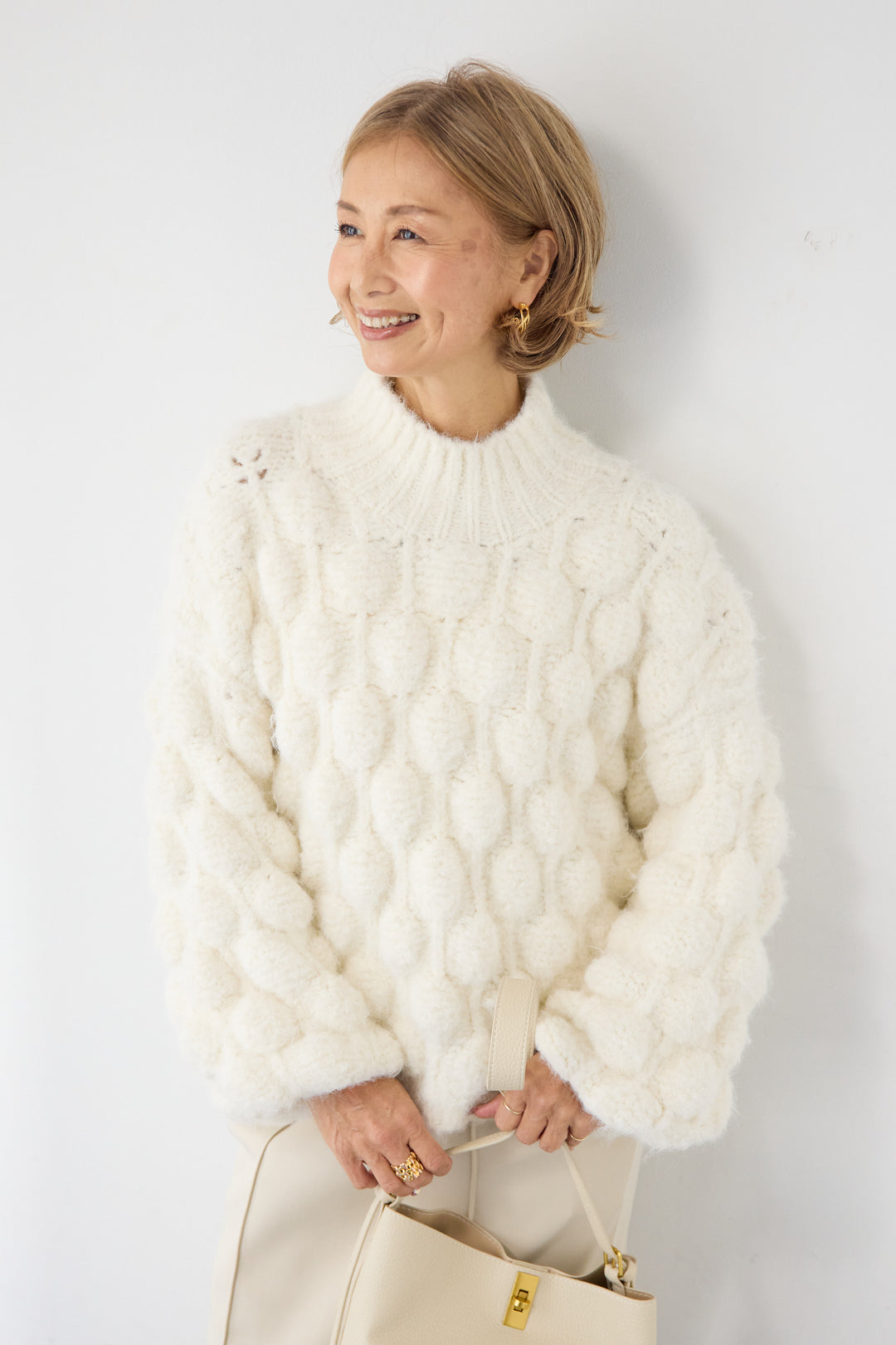 [SET]ポコポコニットプルオーバー+ダンボール ピンタックロングスカート(2set)