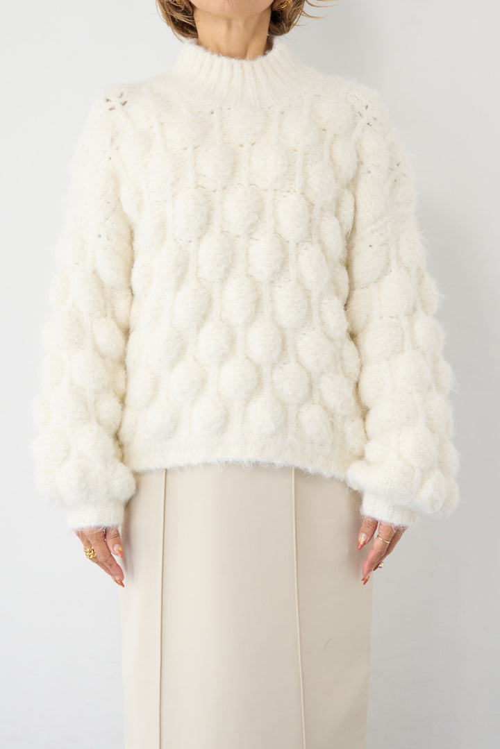 [SET]ポコポコニットプルオーバー+ダンボール ピンタックロングスカート(2set)