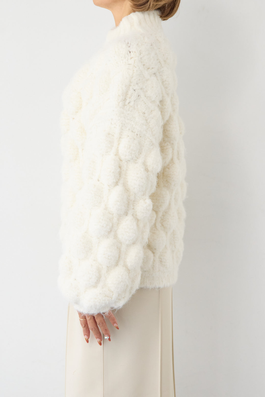 [SET]ポコポコニットプルオーバー+ダンボール ピンタックロングスカート(2set)